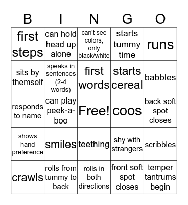 Baby Bingo Card