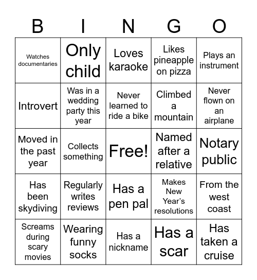 TCOB Bingo Card