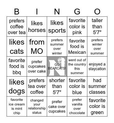 Training Bingo Card