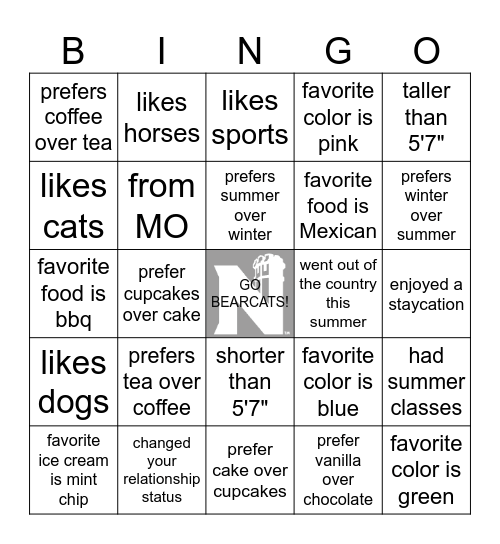 Training Bingo Card