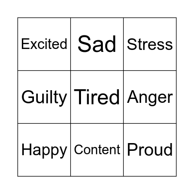 Emotion Songs Bingo Card