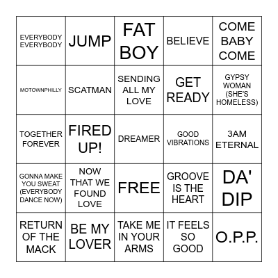 DANCE PARTY 1990'S Bingo Card