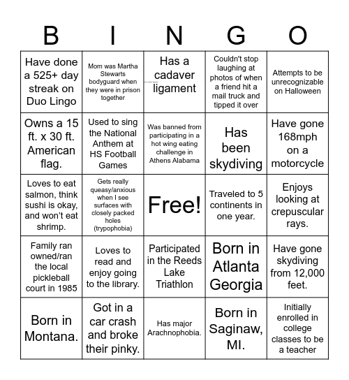 Trivia Bingo Card