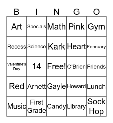 Valentine's Day Bingo Card