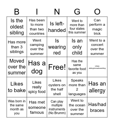 Icebreaker Bingo: Find Someone Who Bingo Card