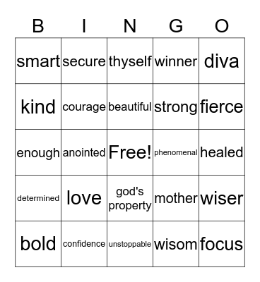 love thyself Bingo Card