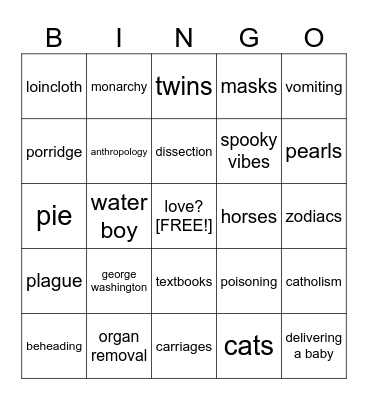 Anatomy: a love story Bingo Card