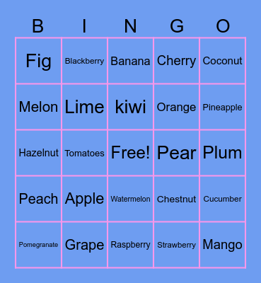 FRUIT CLUES Bingo Card