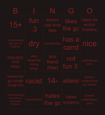 vics friends Bingo Card