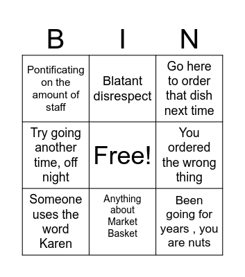 Comments after Review Bingo Card