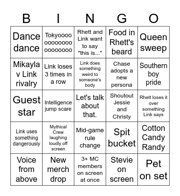 Good Mythical Morning Bingo Card