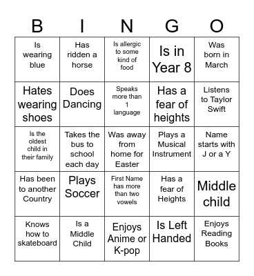 Get-to-Know Someone - Bingo Card