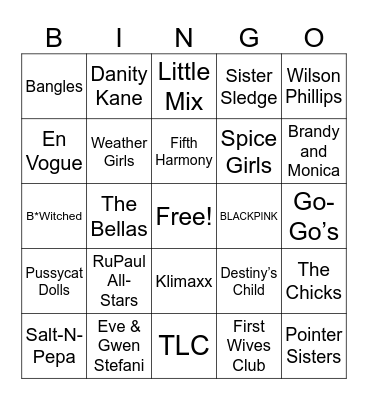 GIRL GROUPS Bingo Card