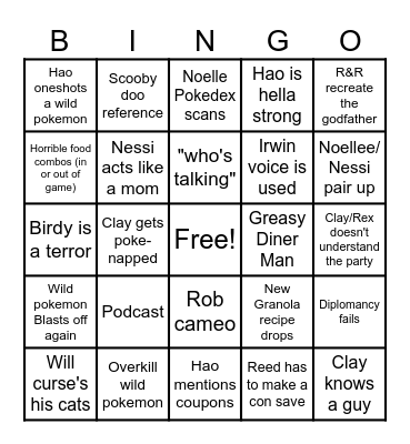 Pokemon RPG Bingo Card