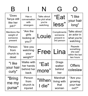 Family Bingo Card