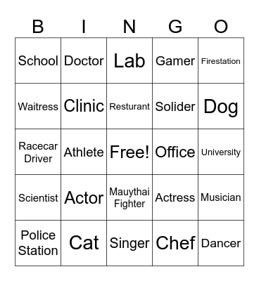 Jobs and Places Where We Work! Bingo Card