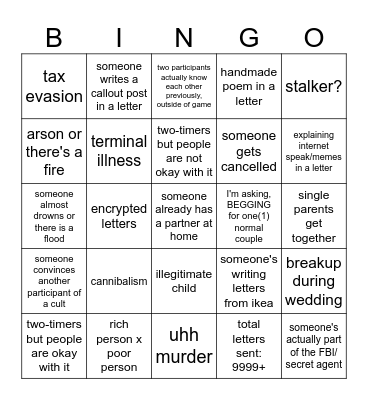 LL S2 Bingo Card