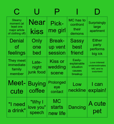 Romcom Bingo Card