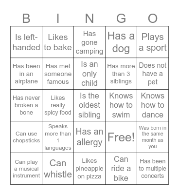 Icebreaker Bingo: Find Someone Who Bingo Card