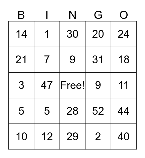 Getting to know you Bingo Card