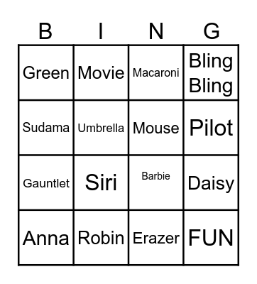 Friendship Day BINGO Card