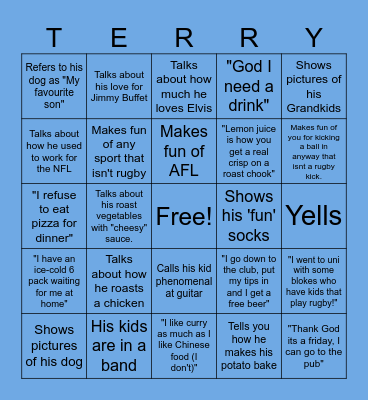 Terry Williams Bingo V2 Bingo Card