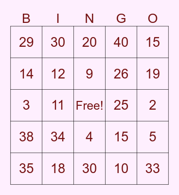 Irregular Past Tense Verbs Bingo Card