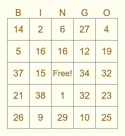 Irregular Past Tense Verbs Bingo Card