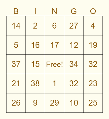 Irregular Past Tense Verbs Bingo Card