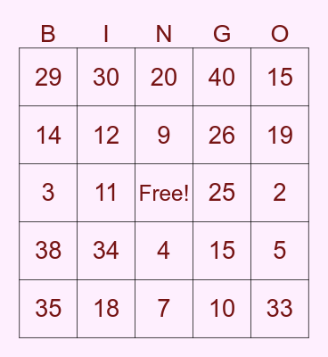 Irregular Past Tense Verbs Bingo Card