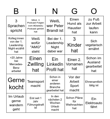 Finde eine Person, die... Bingo Card