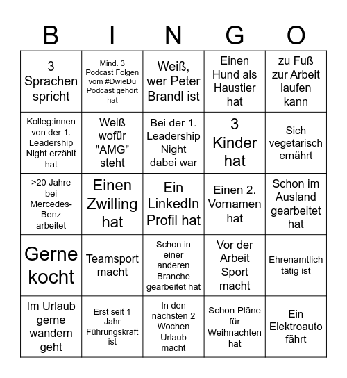 Finde eine Person, die... Bingo Card