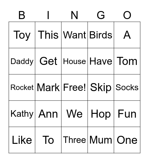 Kathy and Mark Bingo Card