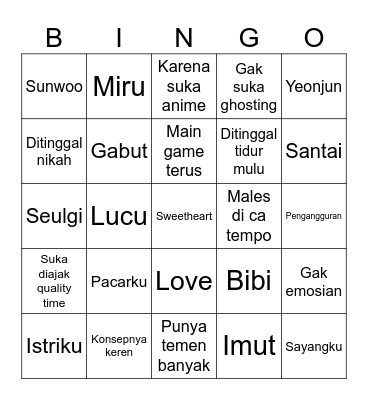 Juyeon’s board Bingo Card