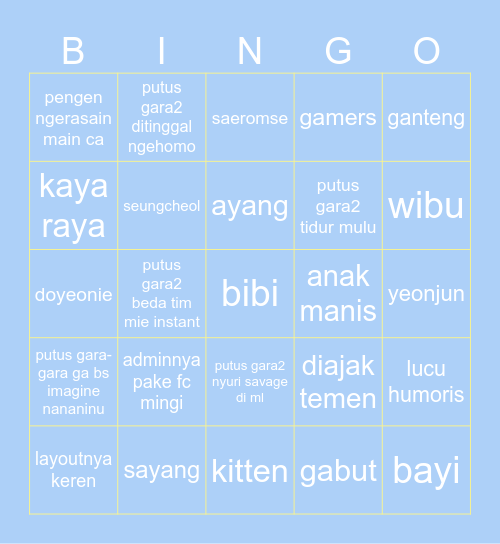 Ddeulgi Bingo Card