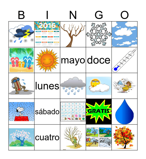 Cap 5 - Tiempo/Estaciones/Días... Bingo Card