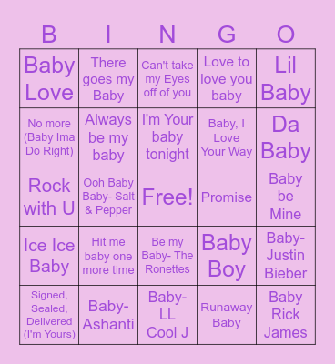 Tish's Baby Shower Bingo Card