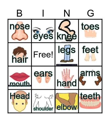 Body Part Bingo Card