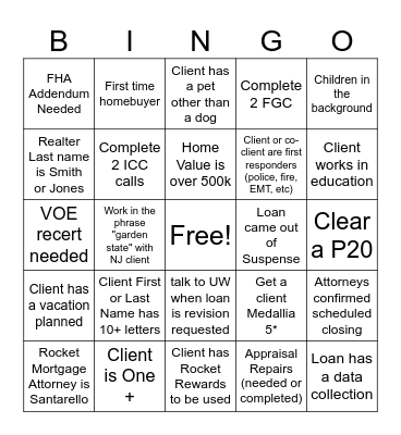 SPS Bingo Card