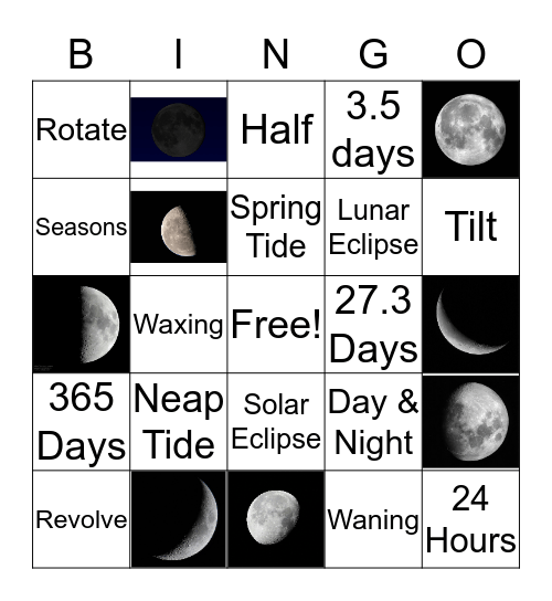 Seasons & Lunar Cycle Bingo Card