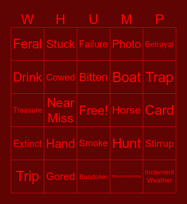 Red Dead Bingo Card