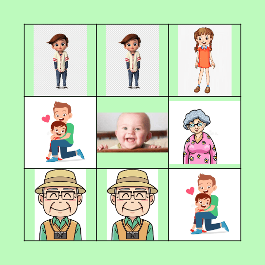 Family Members Bingo Card