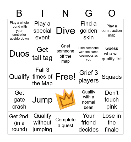 Fally Fally Fall Guys Bingo Board Bingo Card