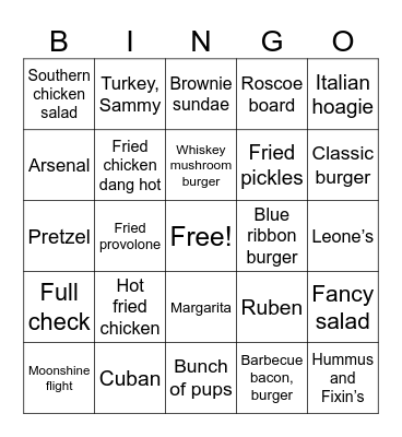 Thornhill tap house Bingo Card