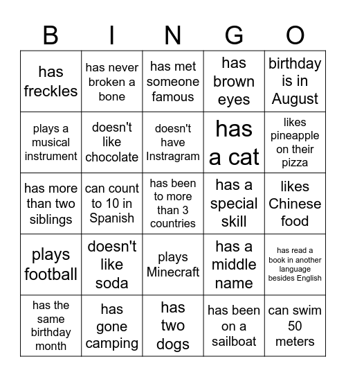 Blackout Bingo Card