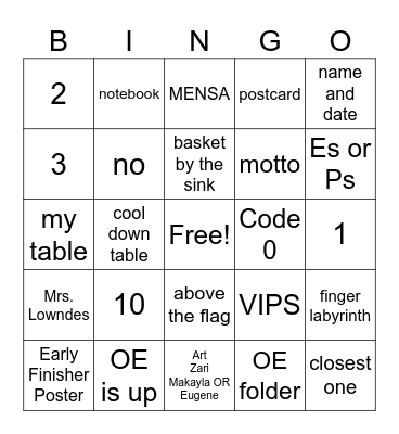 OE Bingo Card