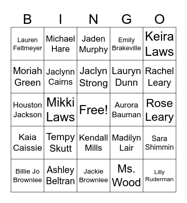 2023-2024 Band Musician Bingo Card