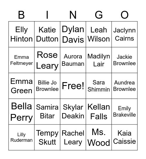 2023-2024 Band Musician Bingo Card