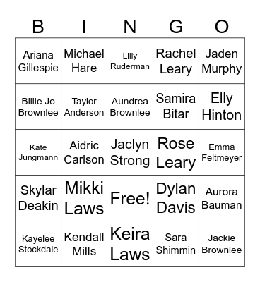 2023-2024 Musician Bingo Card