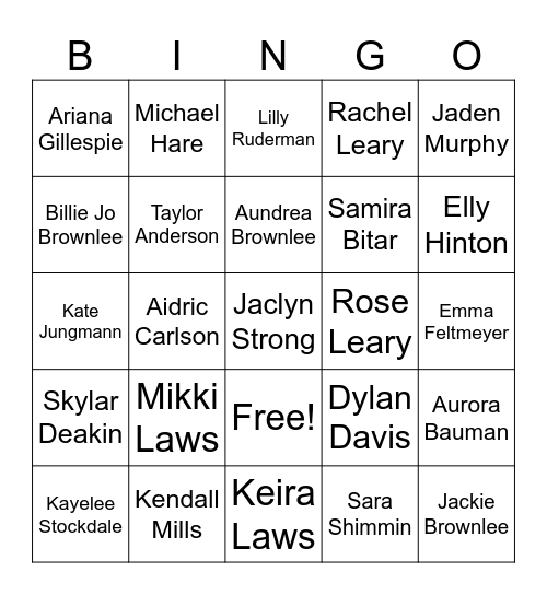 2023-2024 Musician Bingo Card